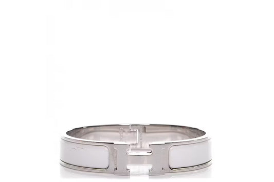 Bracelet Hermès Narrow Clic Clac H Enamel PM Blanc