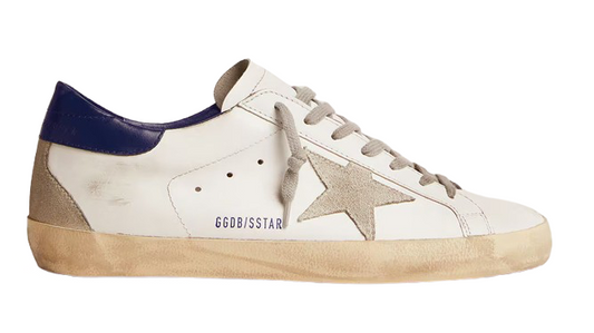 Golden Goose Super-Star homme avec étoile en daim et contrefort bleu