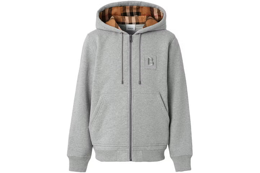 Burberry Sweat à capuche zippé en coton avec lettre graphique