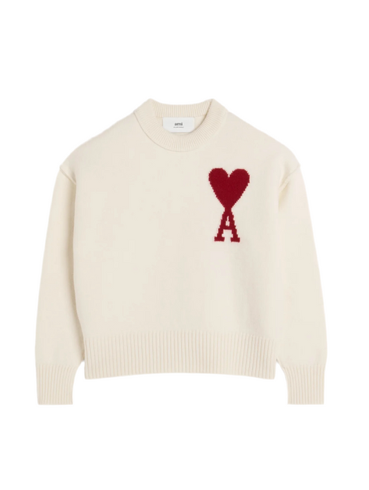 Ami Paris pull blanc/rouge