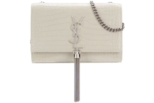 Saint Laurent Kate Tassel Crossbody
Crocodile Embossed White