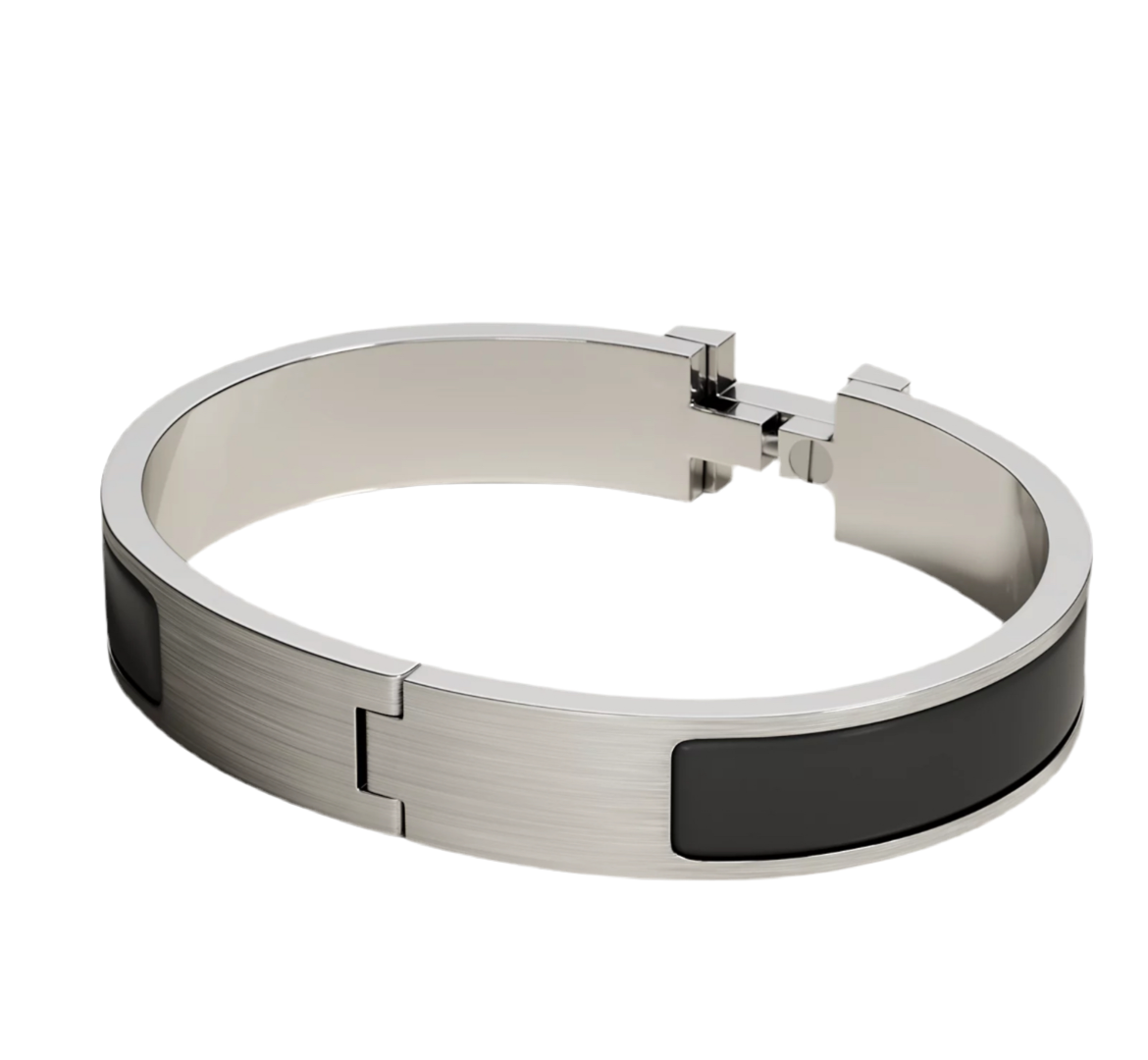 Bracelet Hermes noir et argent